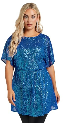 Yours London Curve Cobalt Peplum Sequin Top - Women's - Plus Size Curve