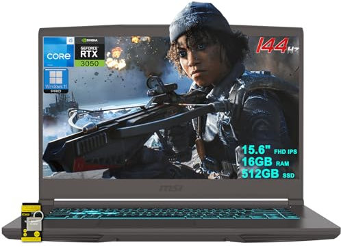 MSI Thin 15 Gaming Laptop 15.6 FHD IPS 144Hz Intel 8-core i5-13420H (Beats i7-11800H) 16GB RAM 512GB SSD GeForce RTX 3050 Backlit USB-C Win11Pro w/ICP Hub