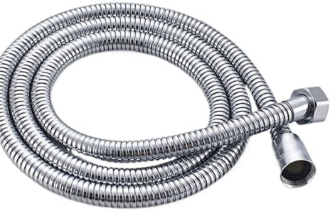 Janmobrian Duschschlauch,Brauseschlauch Chrom poliert 150cm G1 / 2 Brauseschlauch Bad-Accessoires aus massivem Messing Flexibler Schlauch Bad Contect Handbrause(Chrome 150cm)