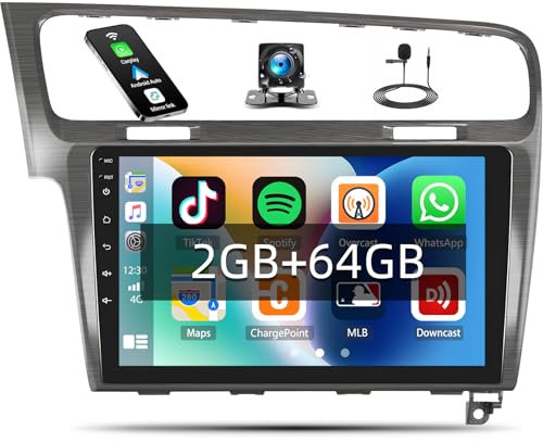 2 + 64G Android 13 Autoradio per VW Golf 7 2013-2018 con Carplay Android Auto, 10,1 pollici Touchscreen Autoradio con specchio Link GPS/WiFi BT/FM/RDS/EQ SWC + telecamera posteriore e microfono
