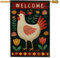 Bandiera da giardino floreale con pollo primaverile ed estate, bandiera rustica per la casa di campagna rossa e gialla, bandiera da cortile in iuta su entrambi i lati, decorazione per esterni, prato