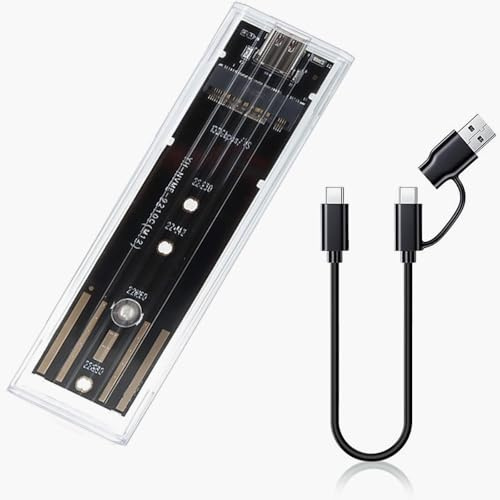 M.2 NVMe SATA SSD Case, USB-C 3.1 Gen 2 10Gbps Adapter, External Aluminum SSD Reader, Compatible with M-Key and M+B Key 2230/2242/2260/2280, with UASP and TRIM, Silver