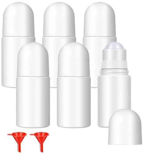 6 Pc 1.7oz /50ml Roll-on Bottle Empty Refillable Roller Deodorant Container