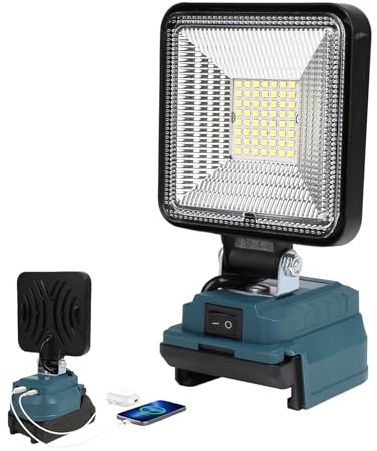 Lampe LED Rechargeable Pour Bosch 21V Batterie, 50W 4000LM LED Arbeitsleuchte, Projecteur LED Rechargeable avec Charge Type C & USB pour Chantier, Garage,Chantier (50W Led Lampe pour Bosch)