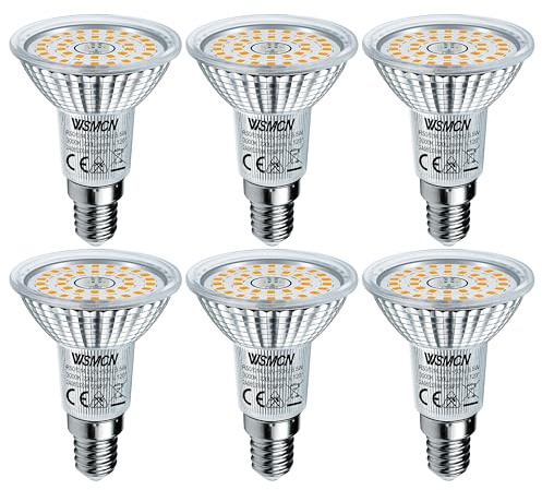 WSMCN E14 R50 LED Warmweiß 3000K 720Lumen Lampen, 6,5W Ersetzt 100W Halogen | 6 Stücke LED Birnen, Nicht Dimmbar Leuchtmittel, AC 230V Strahler 120° Abstrahlwinkel Flimmerfrei Reflektorlampen
