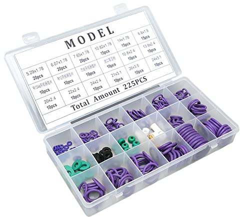 Generic Juego de Juntas Tóricas Para Aire Acondicionado de Coche, Kit de de 225 Uds. Para la Industria de Maquinaria de Reparación de Compresores de CA
