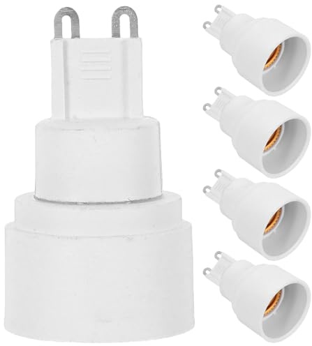 RUNROTOO 5 pezzi Convertitore da base G9 a E14: Adattatore per portalampada G9 - Convertitore a vite E14 per lampade a sospensione, camera da letto e soggiorno