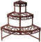 Esschert Design Balkon Pflanzentreppe, Blumenregal aus rötlichem Gusseisen, 1/4-rund, ca. 49 cm x 49 cm x 66 cm