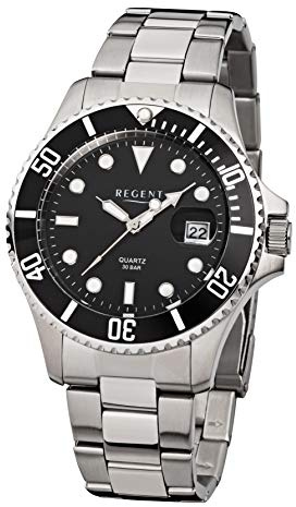 Regent Herren Armbanduhr F-371 Edelstahl Silber 40mm, Wasserdichtigkeit: 30Bar, 11150436