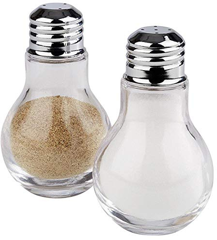APS 40501 Glas Salz- und Pfefferstreuer-Set mit Edelstahl-Abdeckung, Ø 5 x 6.5 cm gerippt