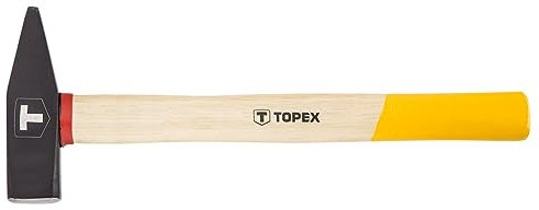 TOPEX Schlosserhammer Schlosser Hammer mit Stiel aus Holz - Schlosserhammer mit Holzstiel - Ingenieurhammer Stahlhammer Werkzeughammer Werkstatthammer mit Stiel Holzstiel – 500 g