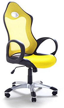 Supply24 since 2004 Designer Leder Chefsessel/Bürosessel/Bürostuhl/Drehstuhl New Age Farbe GELB Chrom Fußkreuz, günstig