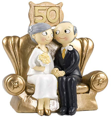 Mopec Pop&Fun Tortenfigur Goldene Hochzeit, 16 x 16,5 cm, Acryl, Gold, Einheitsgröße