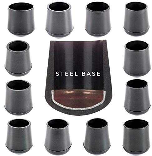 Multipurpose Feet. Rubber Ferrules with Hard-Wearing Steel Insert, Range of Sizes, Made in Germany (Black, 22mm - See Second Image Before Ordering This Size, Pack of 4)