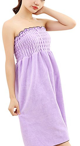 ZiXing Saunakilt für Damen, Kuschelweicher Sarong Kilt mit Klett und Spa Hair Handtuch Wrap aus BIO Baumwolle Lila OneSize