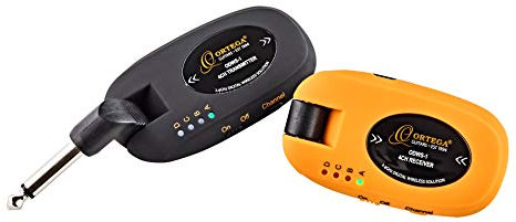 Ortega Guitars Digital Wireless System – Wiederaufladbares Zubehör für Gitarre – Schwarz, Orange (ODWS-1)