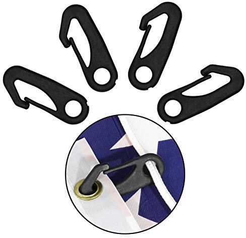 Anley 4 PCS Heavy Duty Flagpole Snap Hook Clips - Flag Pole Attachment Accessory - Attach Flag Grommets to Halyard Rope - Black