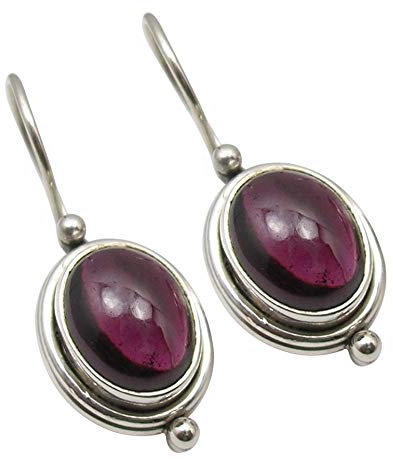 SilverStarJewel 925 Sterling Silber Natürlich rot 7 x 9 mm Granat baumeln Ohrringe 2,5 cm