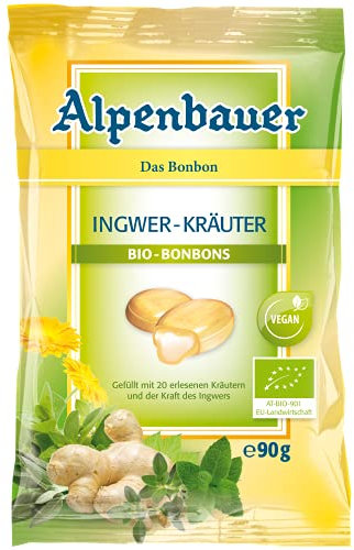 Caramelle ripiene al gusto di erbe e zenzero VEGAN BIO 90 g - ALPENBAUER