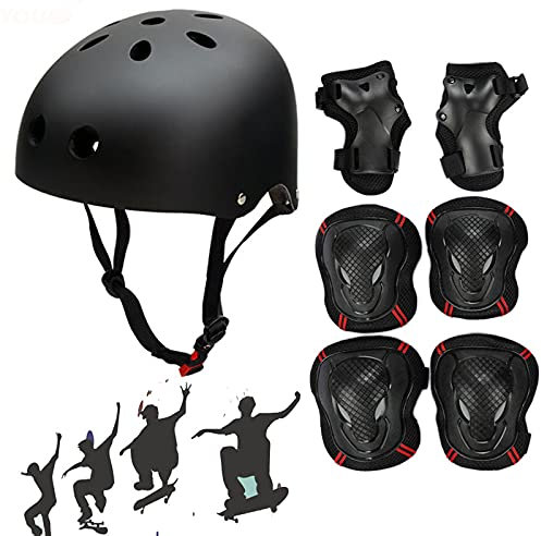 Helme für Skateboarding Schonerset für Skate Skateboard Roller Sport Scooter Kinder Helm Inliner Schoner Erwachsene Skaterhelm Jugendhelme BMX Radfahren Protektoren Set Schutzausrüstung (57-62 cm)