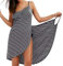 LumiSyne Strandkleider Damen Bikini Cover Ups Mode Streifen Badeanzüge Ärmellos Wickelkleid Sexy V Ausschnitt Strandponcho Pareos Lose Stil Strandrock,Schmale Fransen Schwarz,XL