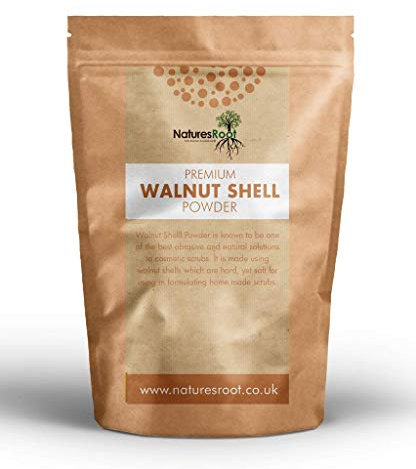 Nature's Root Poudre de coquille de noix bio 125 g – Cosmétique fait maison | Gommage corporel | Exfoliant naturel | 100 % pur | Paquet refermable