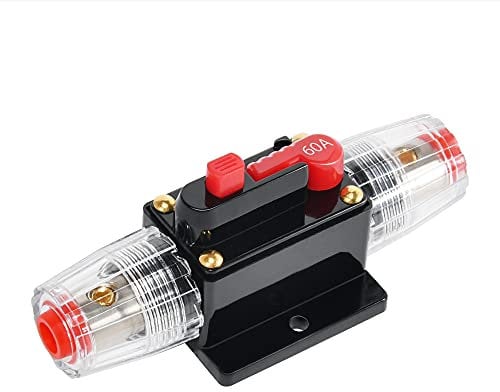 RED WOLF 60 Amp Car Circuit Breakers with Manual Reset Protection Audio Inline for Car Boat ATV Stereo Audio Solar Inverter System Protection,DC 12V-24V