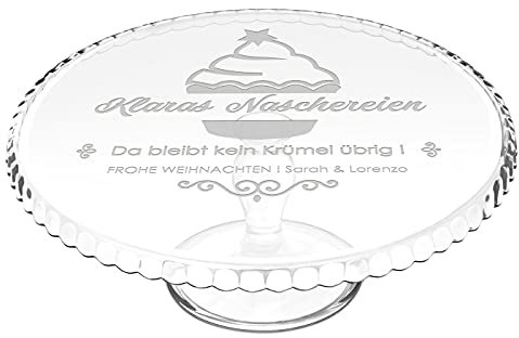 Maverton Kuchenplatte mit Gravur - personalisiert - Tortenständer mit Fuß - Geschenkidee für Hobbybäckerin & Naschkatze - Geburtstagsgeschenk - Nascherei