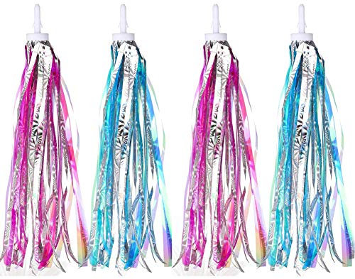 SnowTing 2 Paar Kinder Fahrrad Luftschlangen Griffe Quasten Bänder Lenker Bunte Bänder Streamer Fahrrad für Mädchen Jungen Kinderfahrrad Griffe Sparkle Handgriff Babytrage Dekoration Zubehör