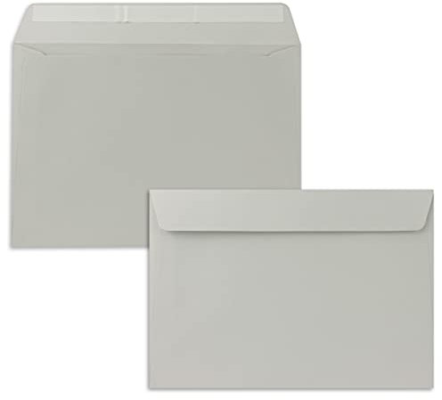 50x Briefumschläge DIN C5 Hellgrau (Grau) - 16,2 x 22,9 cm - Haftklebung - Edle Kuverts für große Einladungen und Karten zum Geburtstag oder Hochzeit