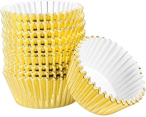 LATRAT 200 pirottini per muffin in alluminio per cupcake, ideali per muffin e cupcake, muffin, muffin, muffin, cupcakes, cupcakes, per dolci, compleanni, matrimoni, feste (oro)