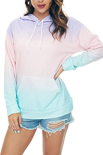 HVEPUO Damen Batik Hoodie Pullover Mit Kapuze Kapuzenpullover Oberteil