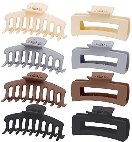Mehayi Lot de 8 grandes pinces à cheveux mates, 2 styles antidérapantes, moyennes et mignonnes, tenue forte pour femmes et filles, cheveux longs, pinces à cheveux tendance en, accessoires de coiffure