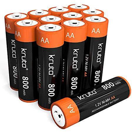 Kruta AA Rechargeable Batteries for Outdoor Solar 12 Pack, NiMH Double A Battery Pre-Charged 1.2V 800mAh Long Lasting Performance for Outdoor Solar Garden Lights Landscaping String Lamps