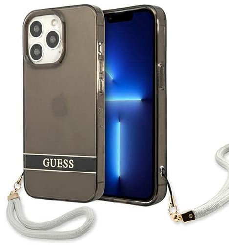 GUESS GUHCP13LHTSGSK Case for iPhone 13 Pro / 13 6.1 Inch Black Translucent Stap