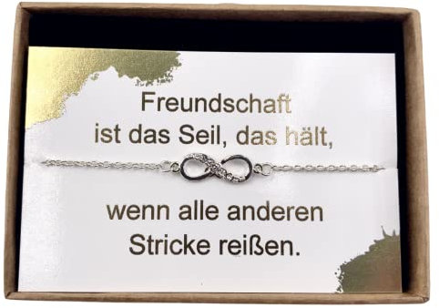 ONDEGO® HANDMADE in GERMANY Infinity Freundschaftsarmband mit Geschenkbox, verstellbar 16-22 cm, Silber oder Gold, beste Freundin Geschenk (Armband Gold)