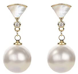 Oivzziy Pearl earrings for women,925 sterling silver plated with natural shell mother of pearl white pearl drop earrings,fine pearl jewelry gifts for women