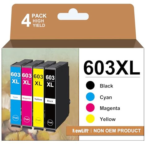 NewLift 603XL Druckerpatronen Kompatibel für Epson 603 Tintenpatronen für Expression Home XP-4155 XP-3100 XP-2100 XP-4150 XP-4105 XP-4100 XP-3155 XP-3150 XP-3105 XP-2155 Workforce(4er-Pack)