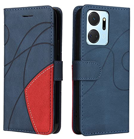 Wuhaizher Honor X7A Case Geometric, Shockproof Wallet Case PU Leather with Card Slots Folding Stand Magnetic Scratchproof Protect Flip Cover for Honor X7A Phone Cases, Blue