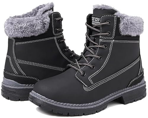 ziitop Stivali Donna Inverno Scarpe da Neve Impermeabili Stivaletti Pelliccia Stringate Outdoor Stivali da Trekking Caldi Snow Boots