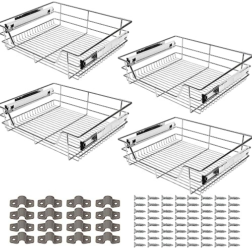 Eulenke Küchenschublade 4 Stück 60cm mit Schienensystem | Teleskopschublade als Schrankauszug und Korbauszug für Küchenschrank, Schlafzimmer oder Einbauschrank
