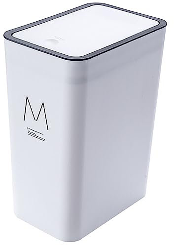 STETHI Cubo de Basura de Mesa con Tapa, ubo de basura de plástico, 15 litros, cubo de basura portátil, para cocina, tocador, dormitorio, mostrador (34 cm x 25.5 cm x 17.5 cm) (Blanco)