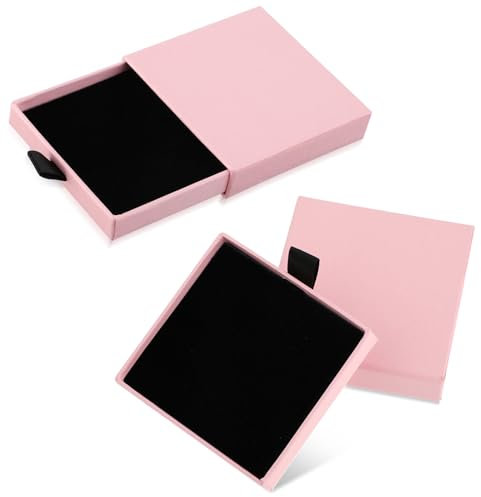 Yolev 2 Stück Schmuck Geschenkbox Klein Armband Geschenkbox Pappe Kleine Schmuckschatulle Quadratisch Schmuckverpackungen Halskette Ohrringe Armband Geschenkbox Kraftpapier Schmuck Aufbewahrungsbox