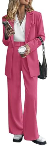 Tomwell Costume Decontractee Femme 2 Pieces Costume Femme Chic Tailleur Veste Tailleur Femme Pantalon Et Veste Chic Et Elegant Tailleur Femme pour Hiver Blazer Femme Cadeau Vetement A Rose L