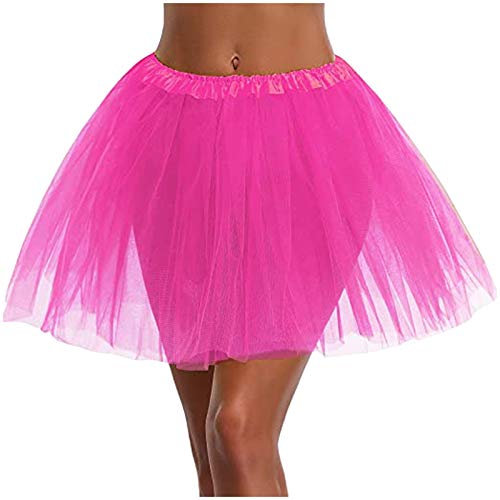 BBring Tutu Jupe Courte en Gaze plissée de qualité supérieure pour Adulte Jupe de Danse 3 Couches, Rose, Taille Unique