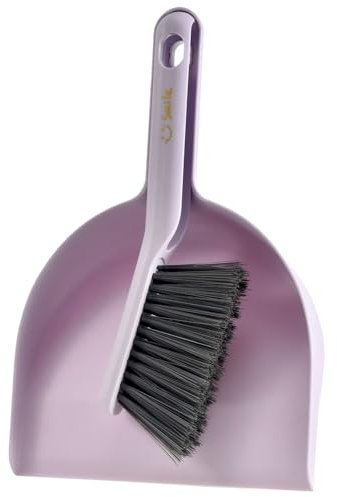 Dustpan Cleaning Set, Mini Dustpan and Hand Brush, for Table, Desk, Worktop, Keyboard, Cat (Purple)