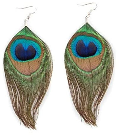 Feder Ohrringe Pfauen Ohrringe Lange Baumelnde Boho Ohrringe Durchbohrte Ohrstecker Schmuck Geschenke Baumelnde Ohrringe Für Frauen 1 Paar