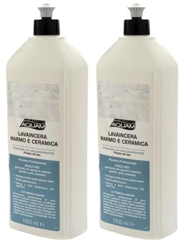 2x Aquam, Lava In Cera Marmo e Ceramica, Pronto All'Uso. Ideale Per Pavimenti Non Porosi In Marmo, Granito, Gres e Ceramica 1000ml