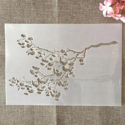MANGOUSONG Zeichenschablonen-Set, A4, 29 cm, Zweigbaum, Ginkgo-Blatt-Schablonen zum Malen auf Holz, Wand, Stoff, Stein, Boden, Fliesen, Kunsthandwerk Schablonen für Heimdekoration, Stil A