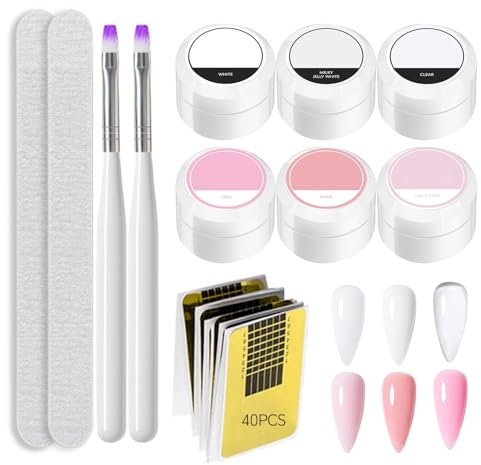 GZSYY Gel de Construction pour Ongles 6 Couleurs - Transparent, Blanc, Rose, Blanc Laiteux, Nude - Extension d'Ongle